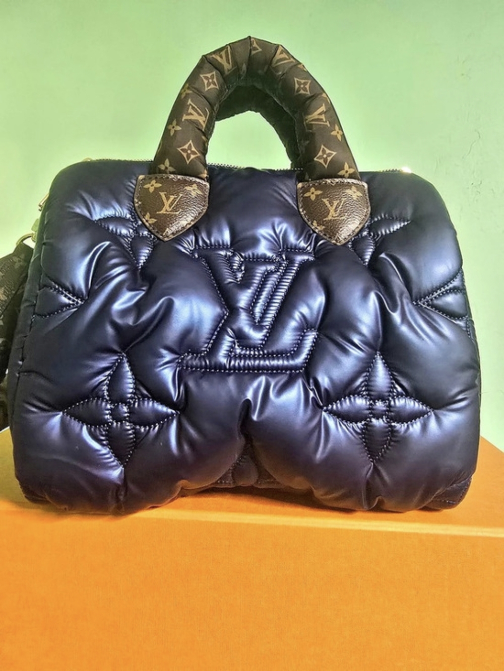 Louis Vuitton Quilted Shoulder Bag in Blue & Brown